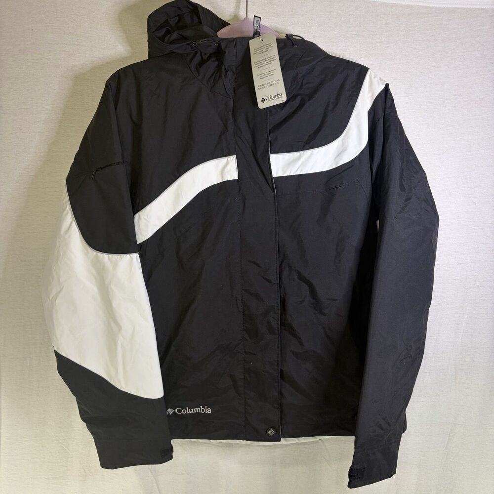 Columbia Women's Ski Jacket Hooded/Waterproof/Insulated Sz. Medium Black / White